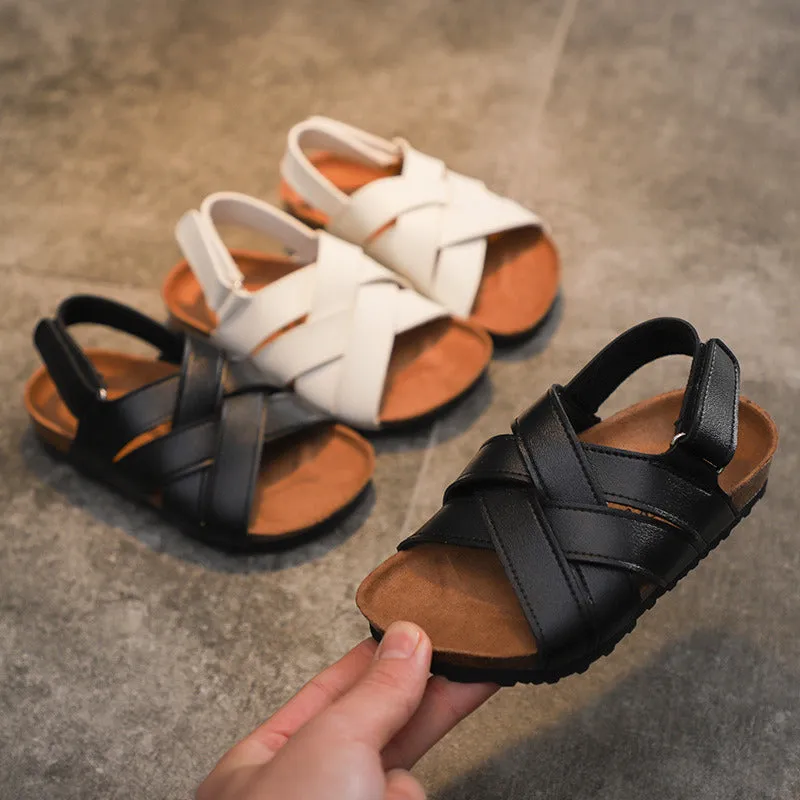 2022 Summer Girls Leather Sandals for Children Beach Shoes