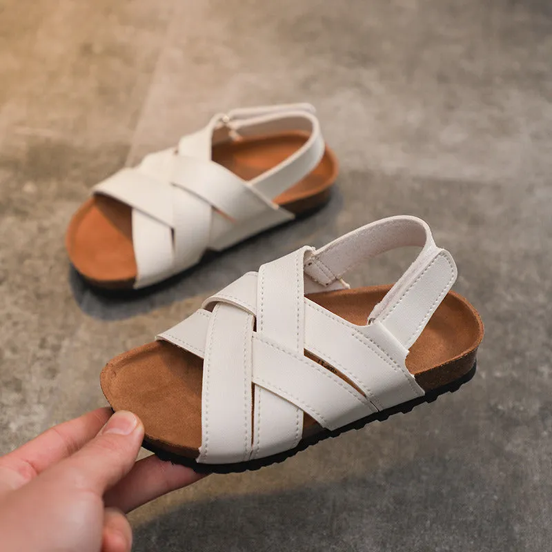 2022 Summer Girls Leather Sandals for Children Beach Shoes