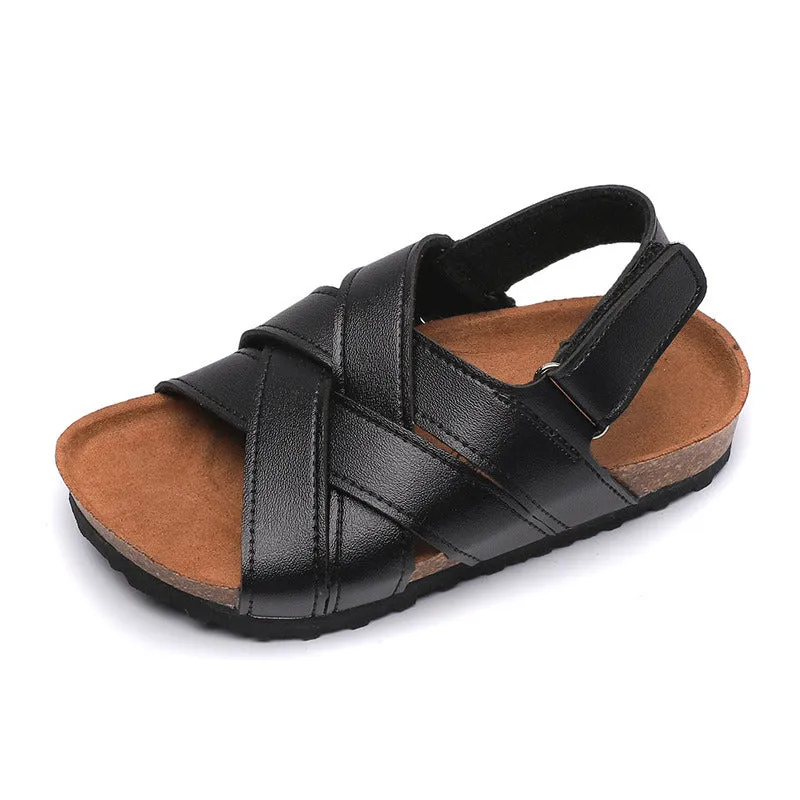 2022 Summer Girls Leather Sandals for Children Beach Shoes