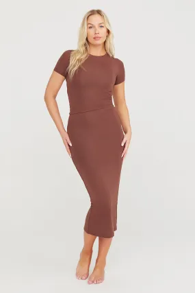 365 BODYCON MIDI SKIRT - CHOCOLATE