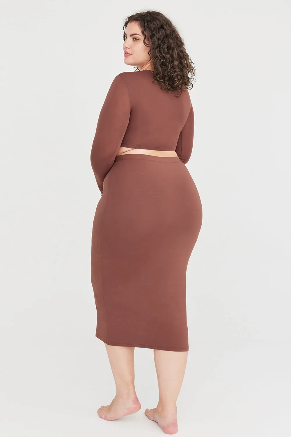 365 BODYCON MIDI SKIRT - CHOCOLATE