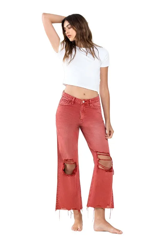 90s Vintage Crop Flare Jeans By Flying Monkey