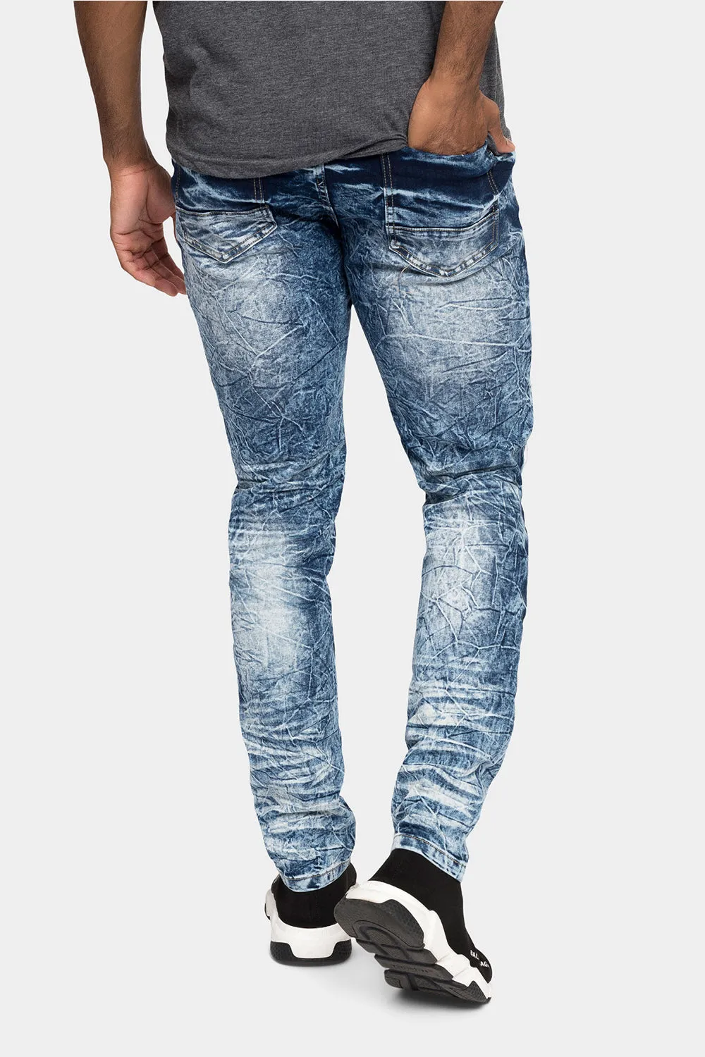 Acid Washed Distressed Skinny Denim Jeans