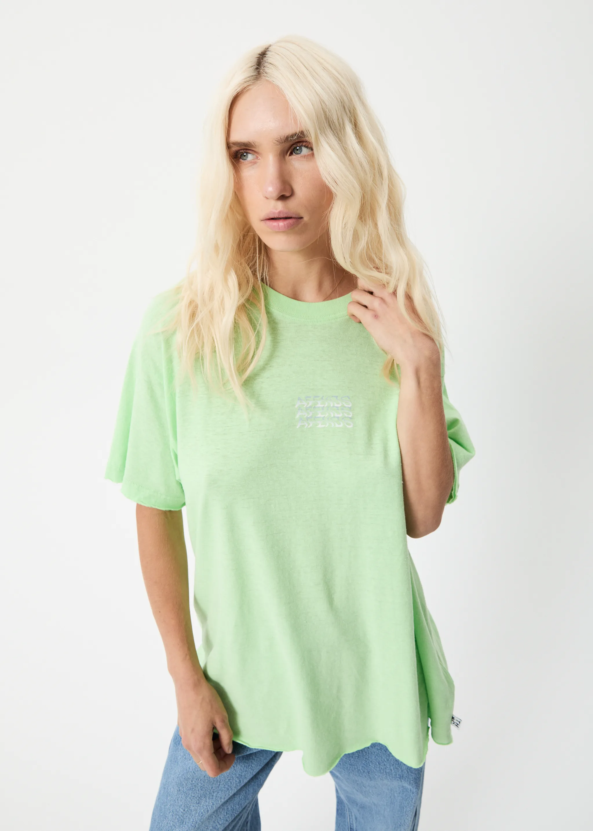 AFENDS Womens Elation - Oversized T-Shirt - Lime Green