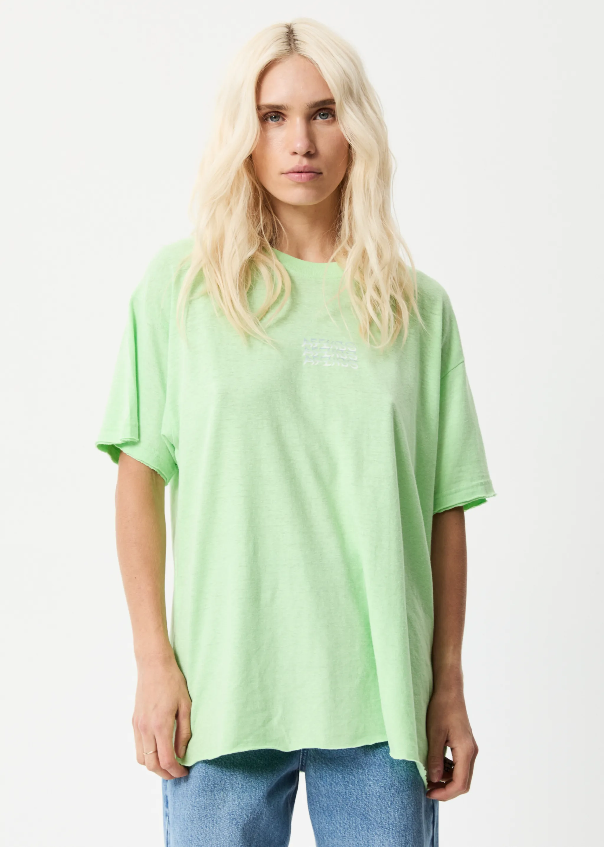 AFENDS Womens Elation - Oversized T-Shirt - Lime Green