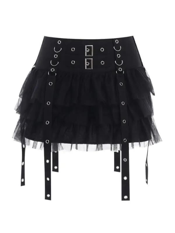 Alt buckles layered skirt