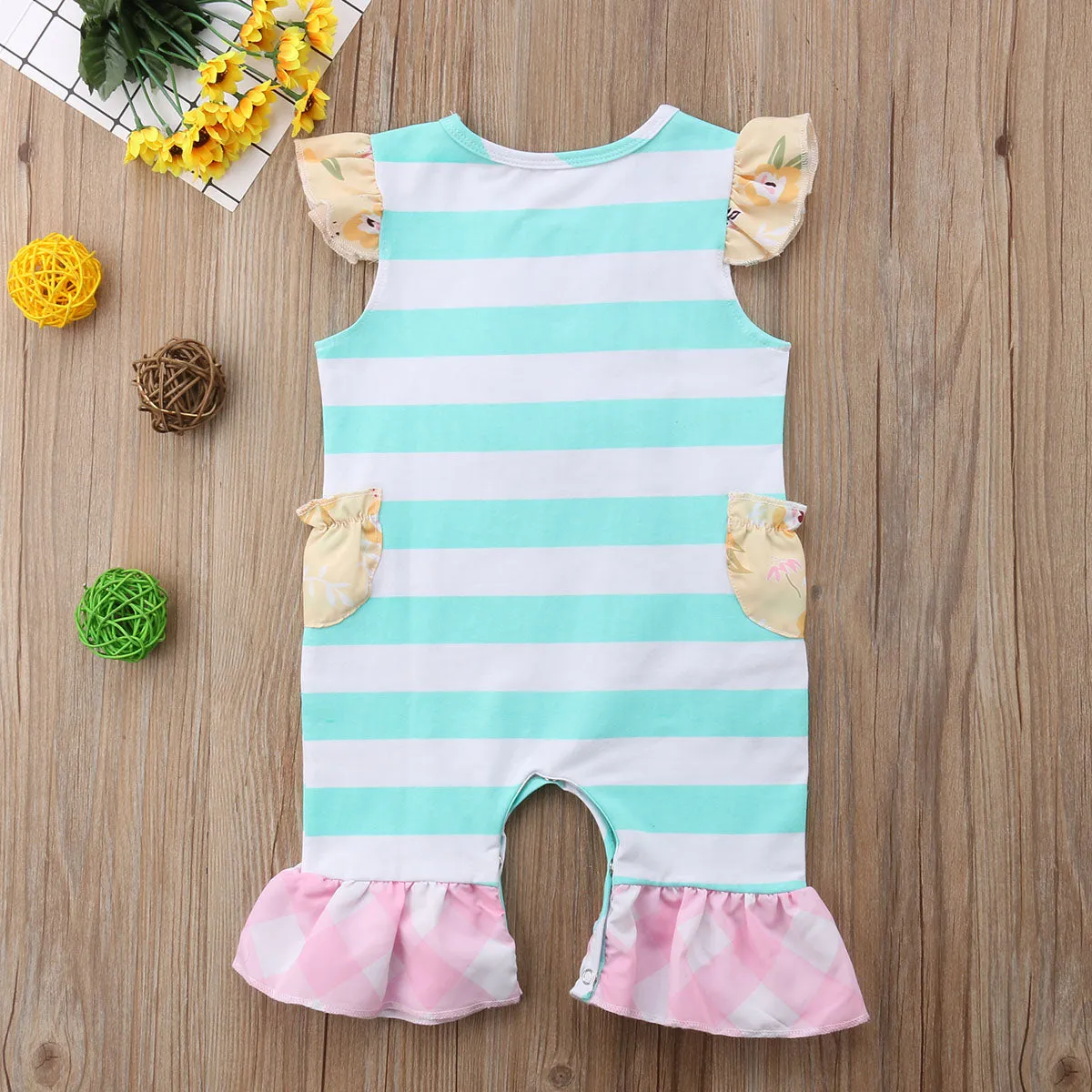 Aqua Stripe Romper