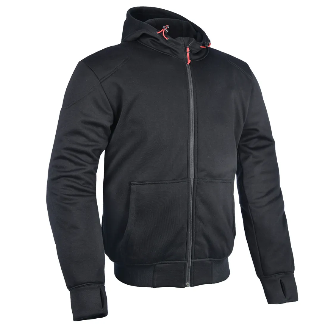 Aramid Lined Biker Riding Black Super Hoodie by Oxford