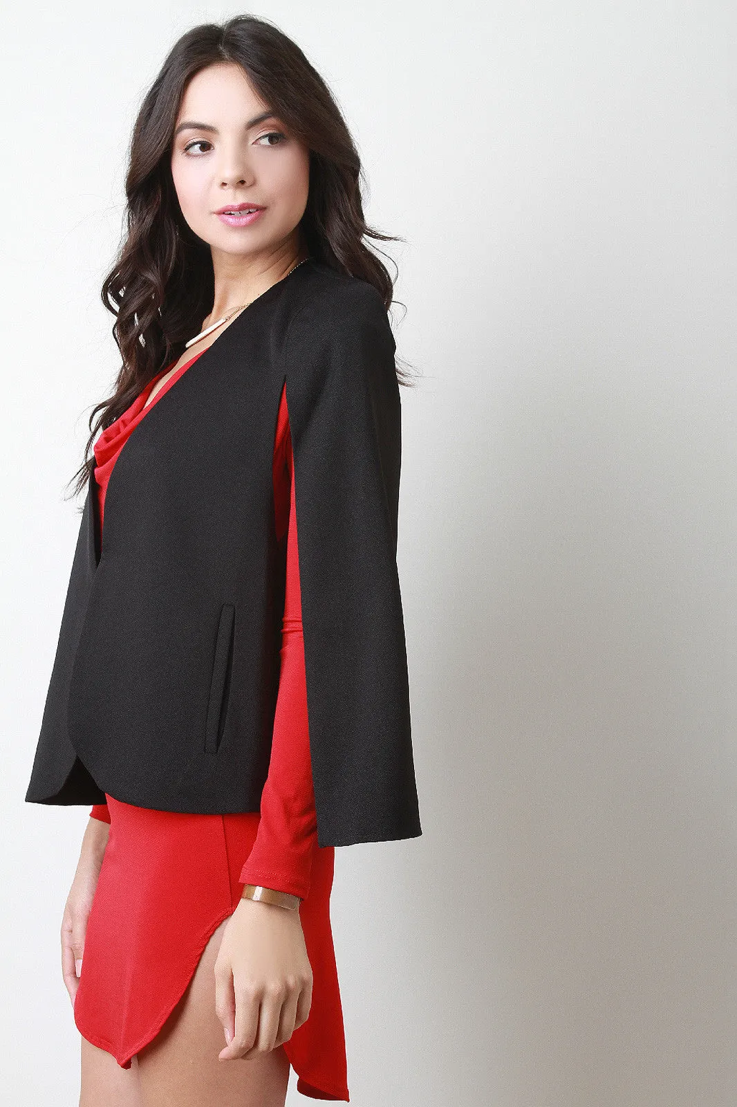 Armhole Slit Cape Blazer