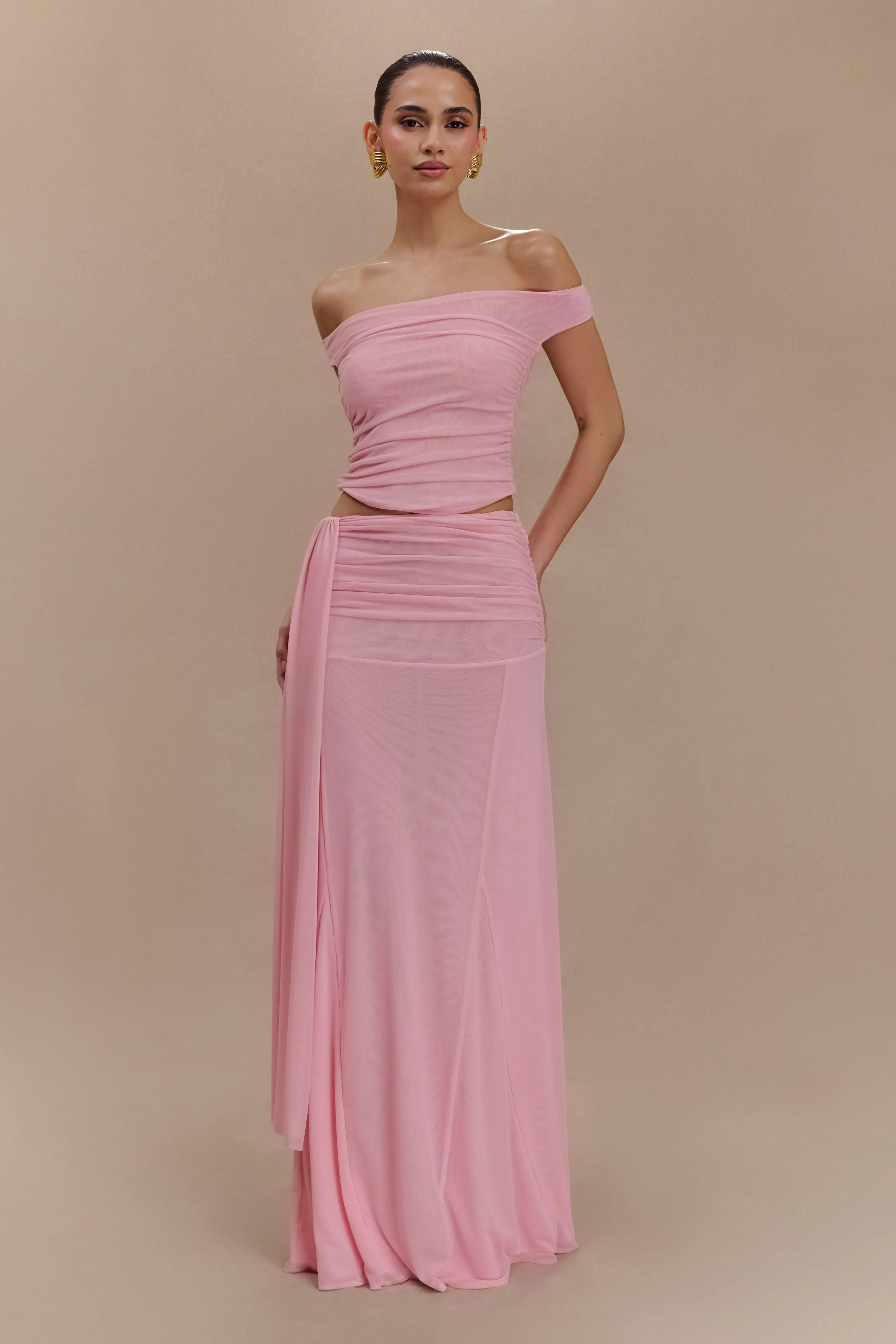 Arna Mesh Maxi Skirt - Candy Pink