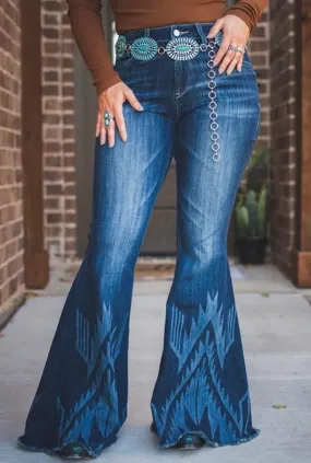 Aztec Print Flare Jeans