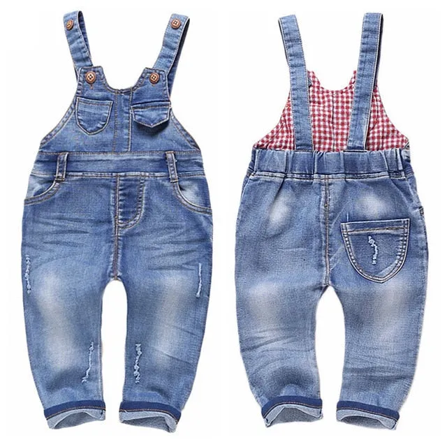 Baby Washed Ripped Soft Denim Overalls