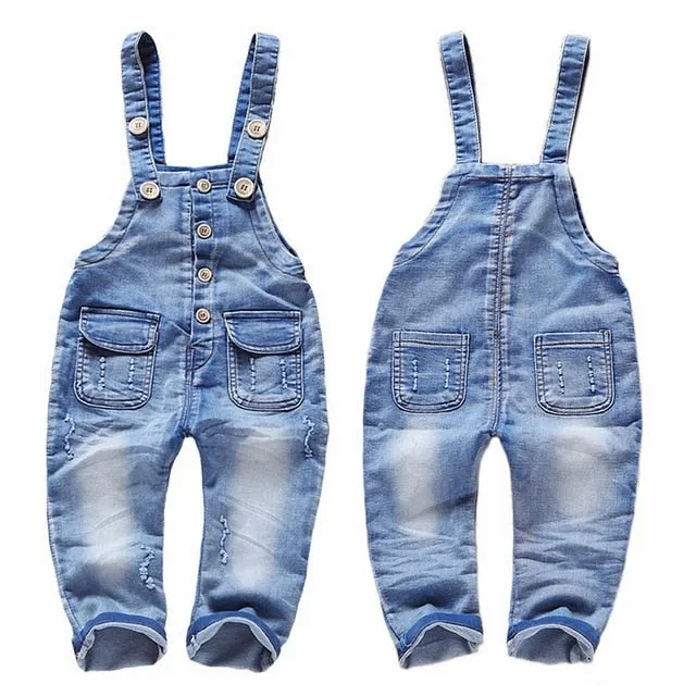 Baby Washed Ripped Soft Denim Overalls