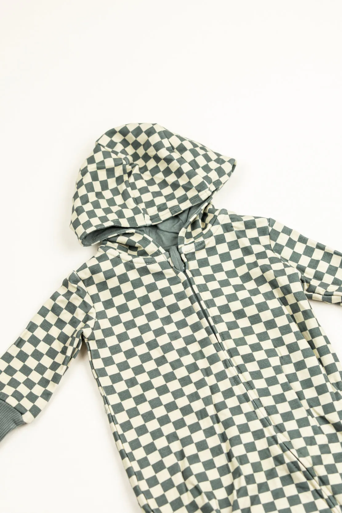 Babysprouts Zip Romper | Checkered In Storm