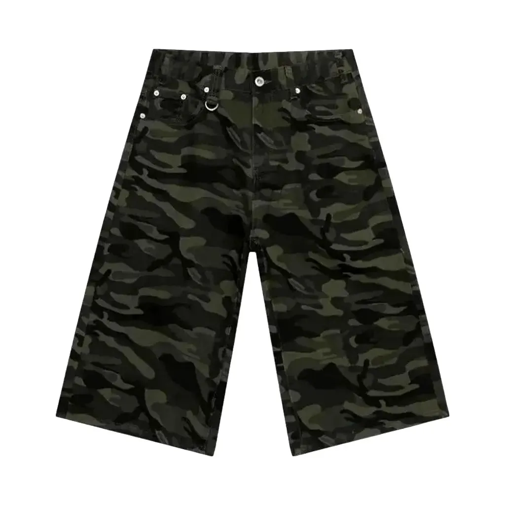 Baggy camo style men's denim shorts