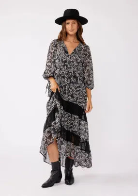 Balloon Sleeve Tiered Maxi Dress