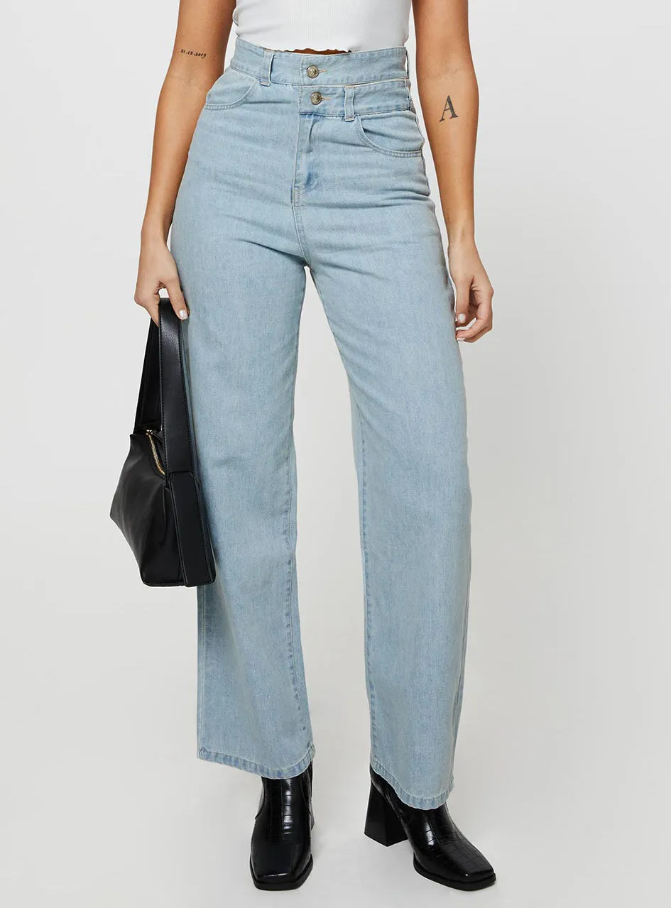 Bansley Double Waistband Jeans Light Denim