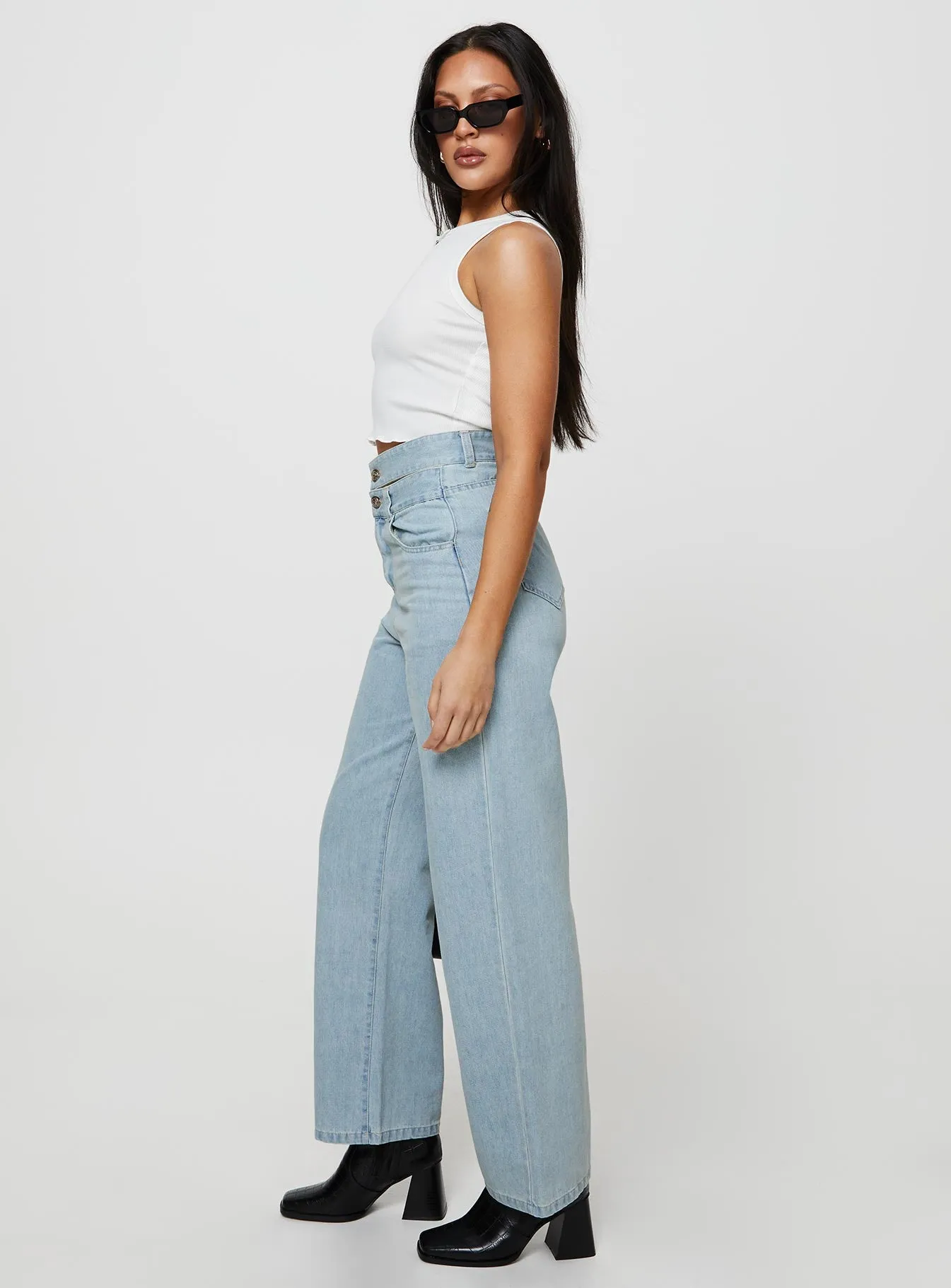 Bansley Double Waistband Jeans Light Denim