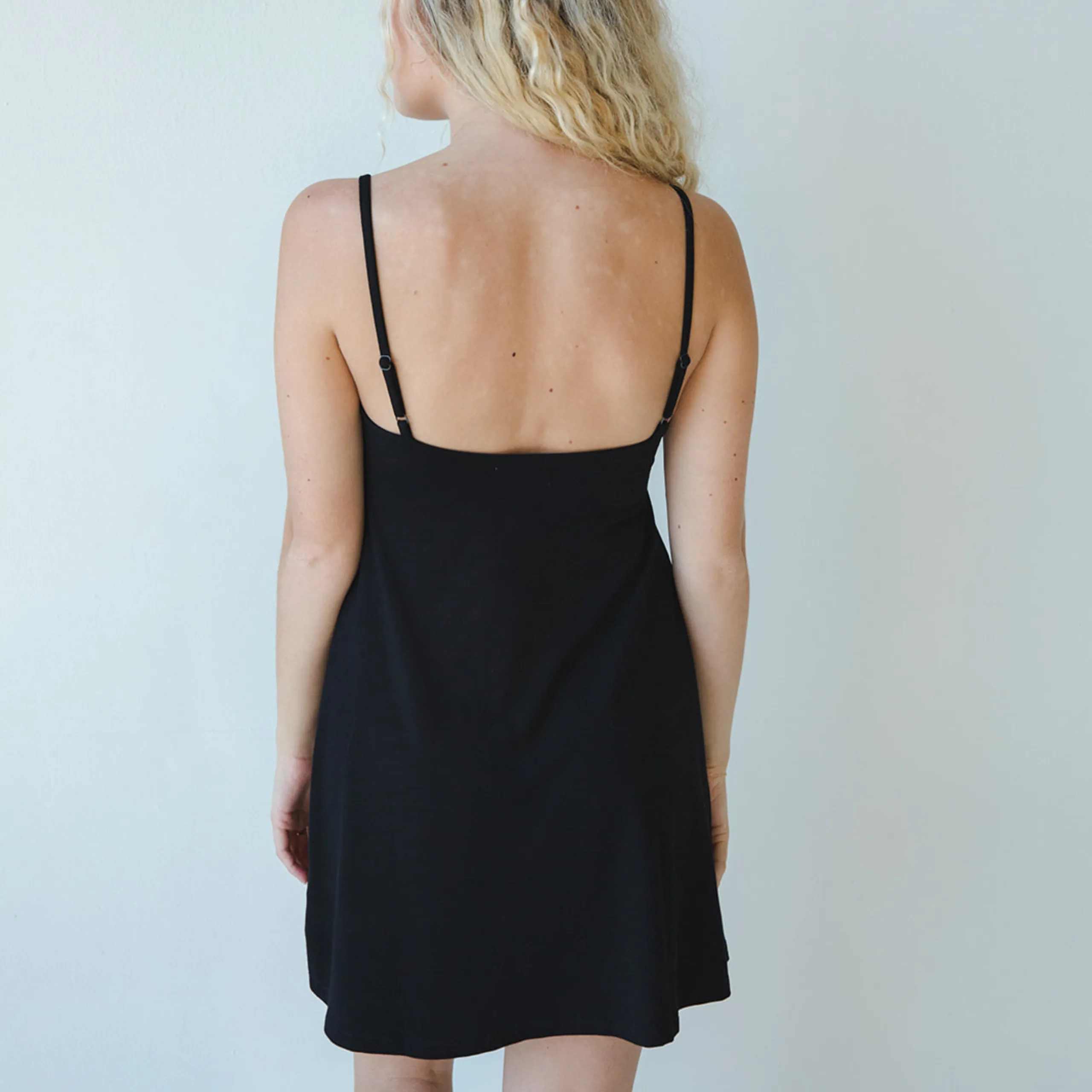 Betty Dress - Swinging Slip Dress w/ Shelf Bra - Black