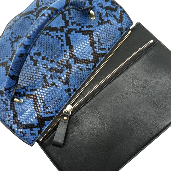 BILLIE  - Snakeskin Faux Leather Crossbody with Interchangeable Lids