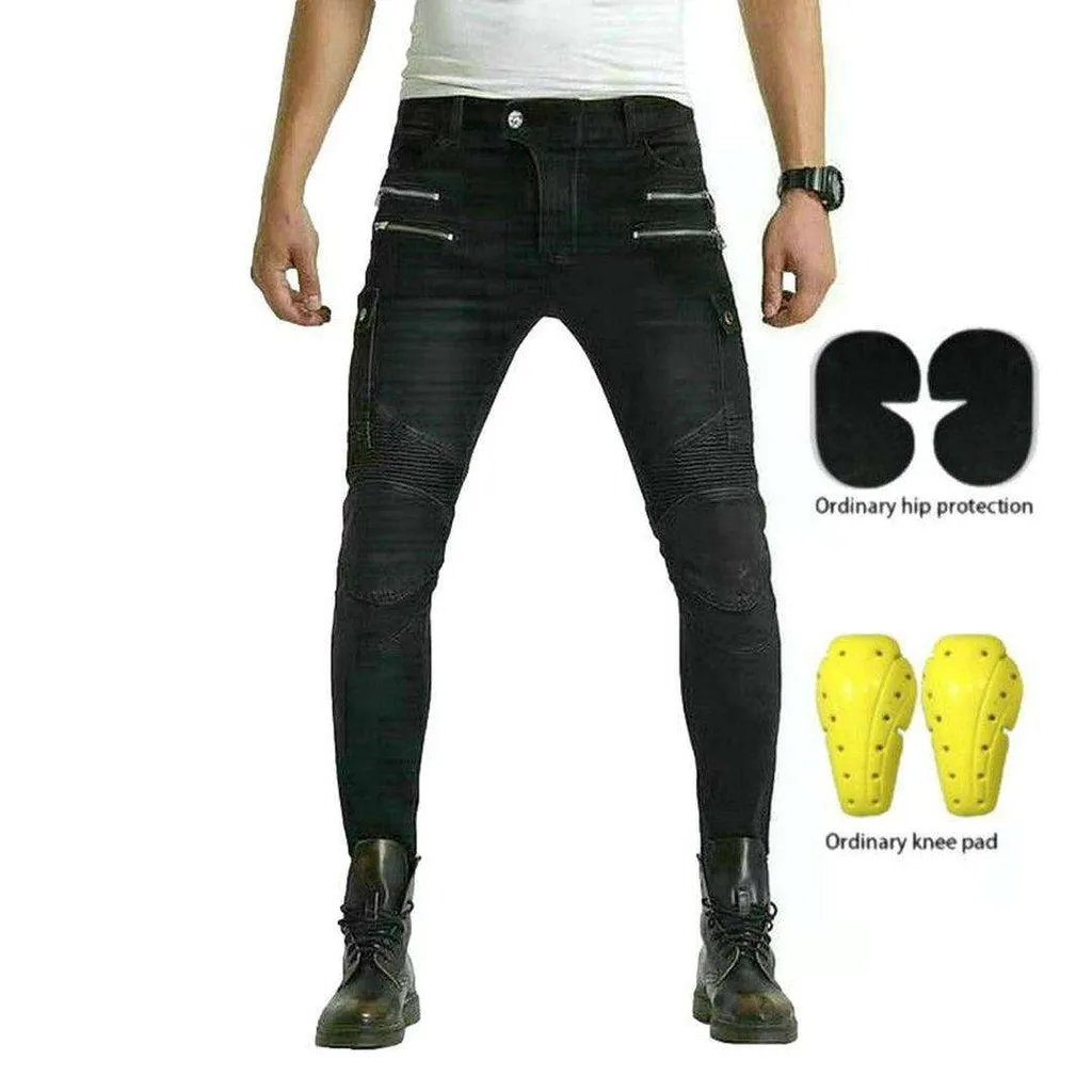 Black biker jeans with zippers