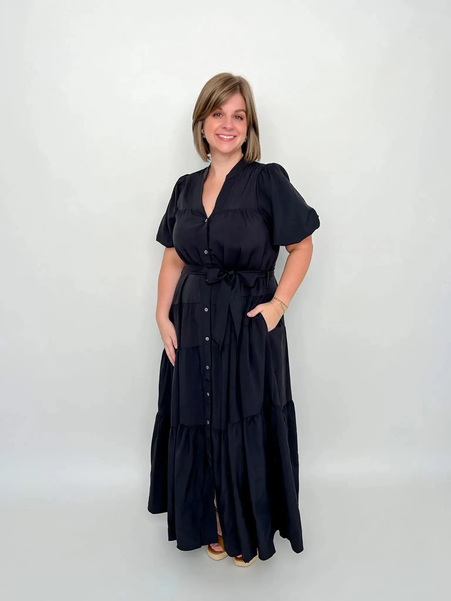 Black Button Down Maxi Dress