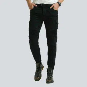 Black cargo men biker jeans