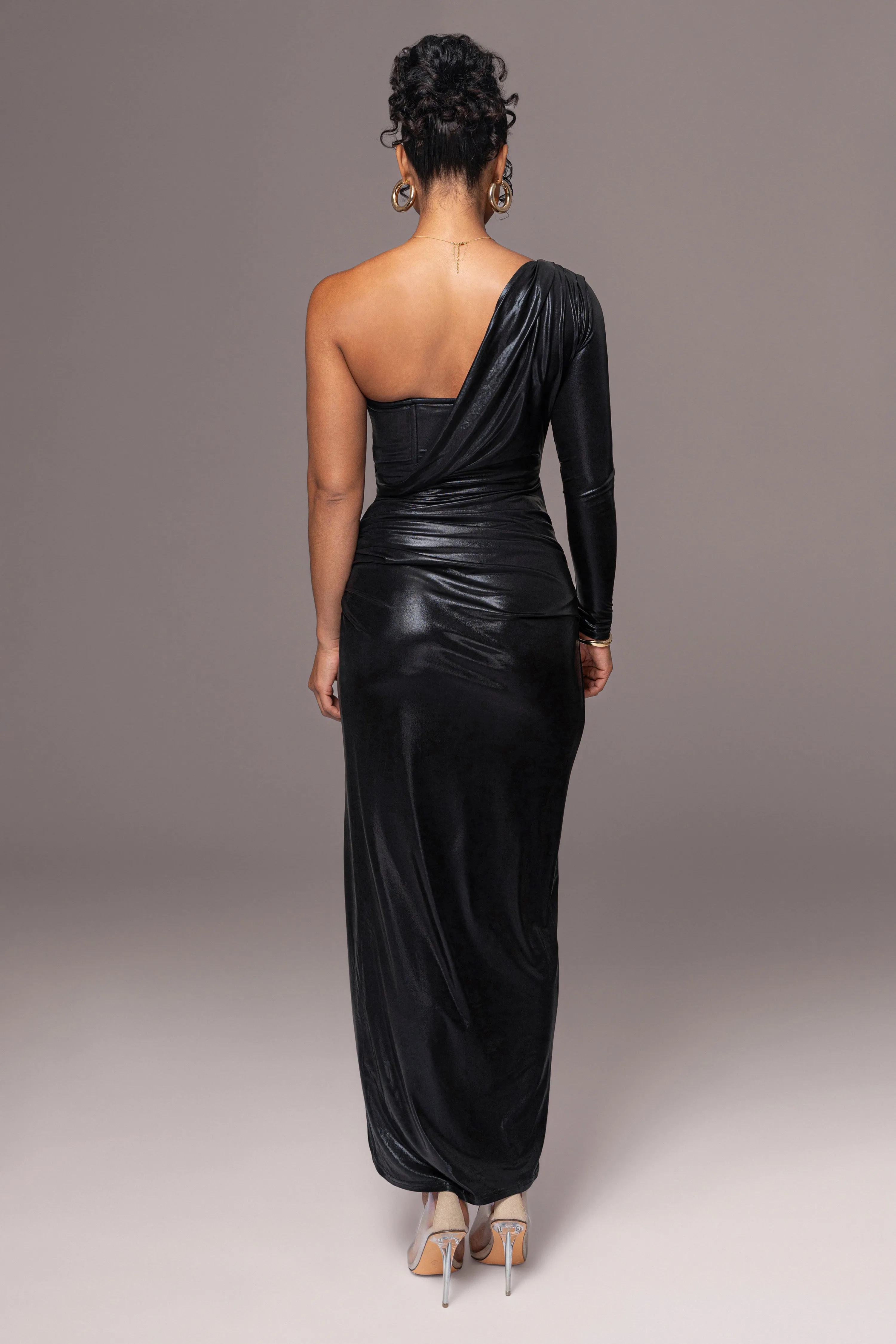 Black Kaleah Metallic Maxi Dress