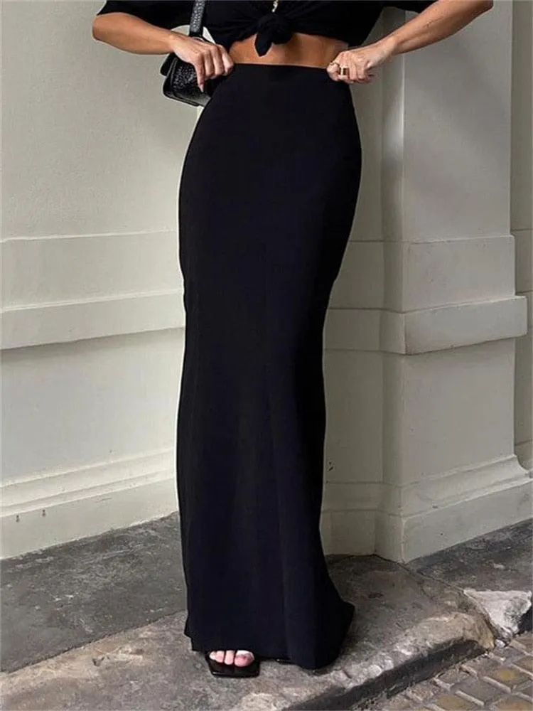 Black Long Modest Skirt