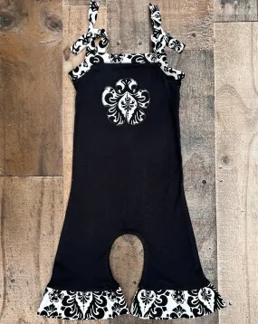 Black White Damask Romper