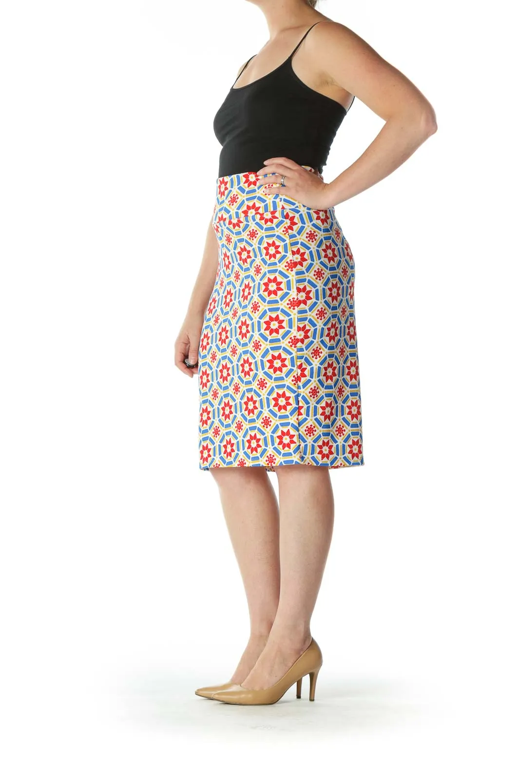 Blue and Orange Patterned Tube Skirt