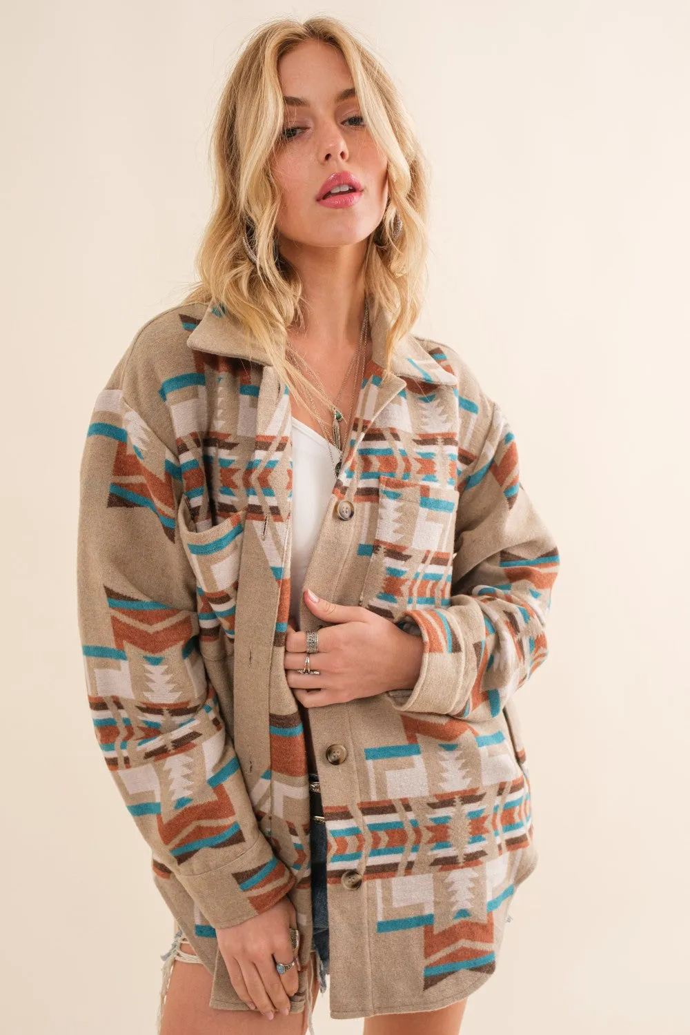 Blue B Aztec Shirt Jacket