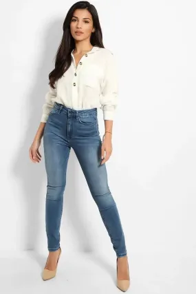 Blue Soft Denim High Waist Skinny Jeans