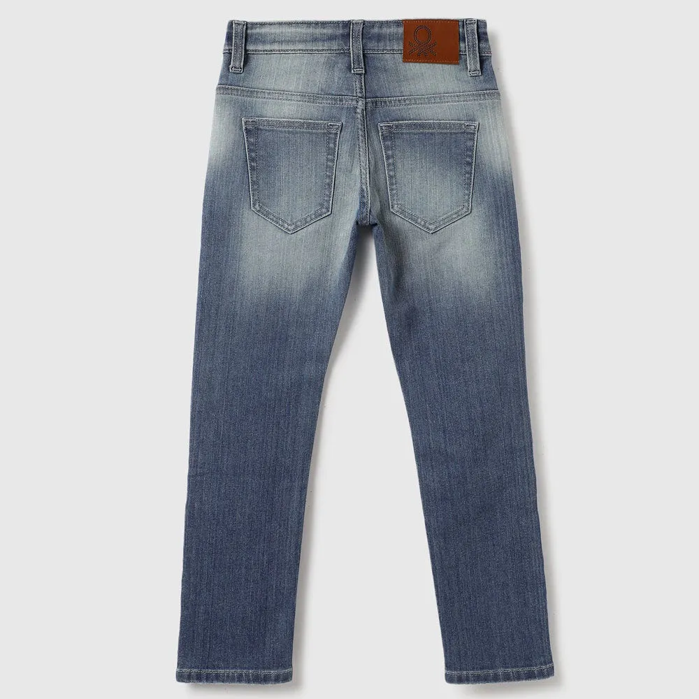 Blue Solid Slim Fit Jeans