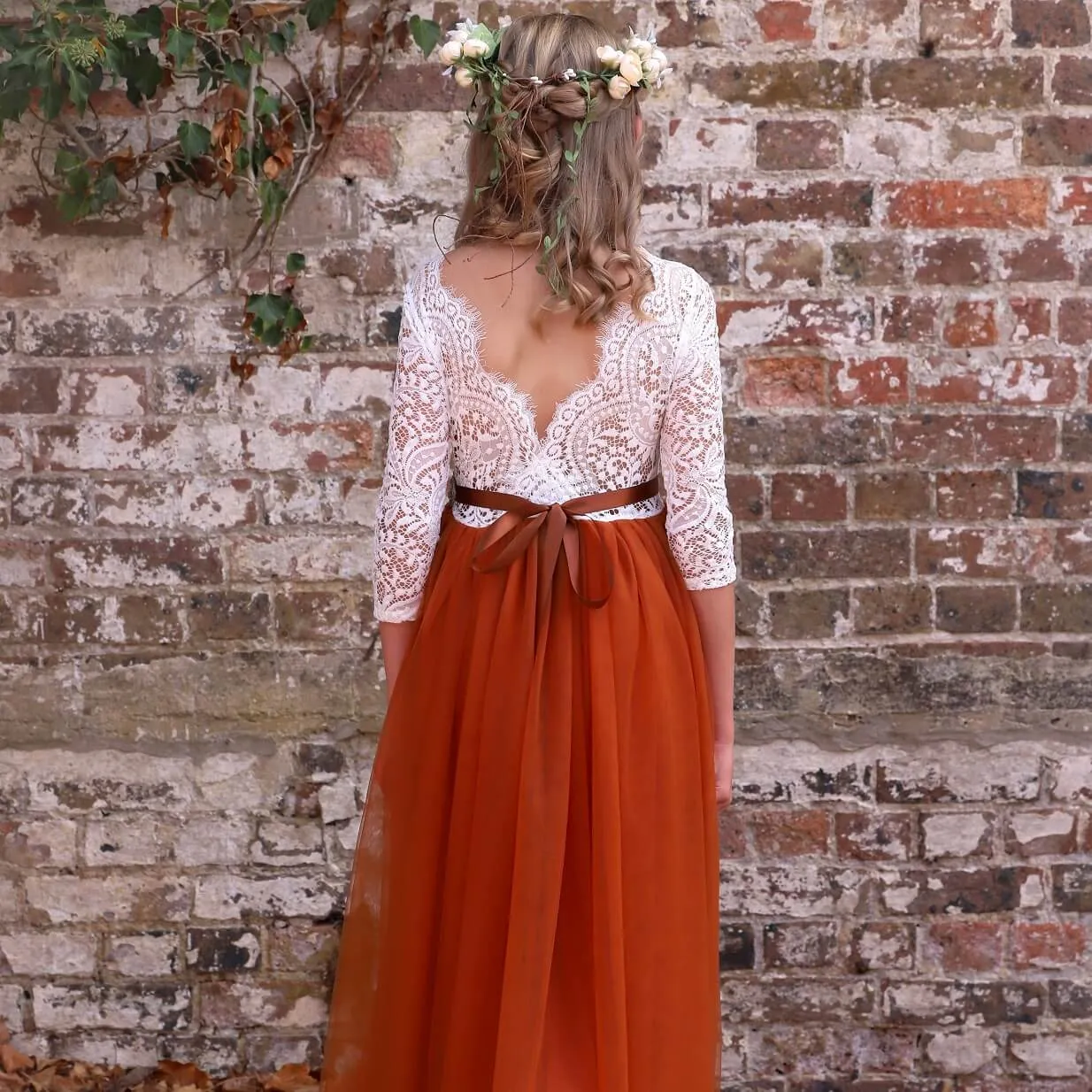 Bohemian Classic Long Sleeve Dress - Burnt Orange