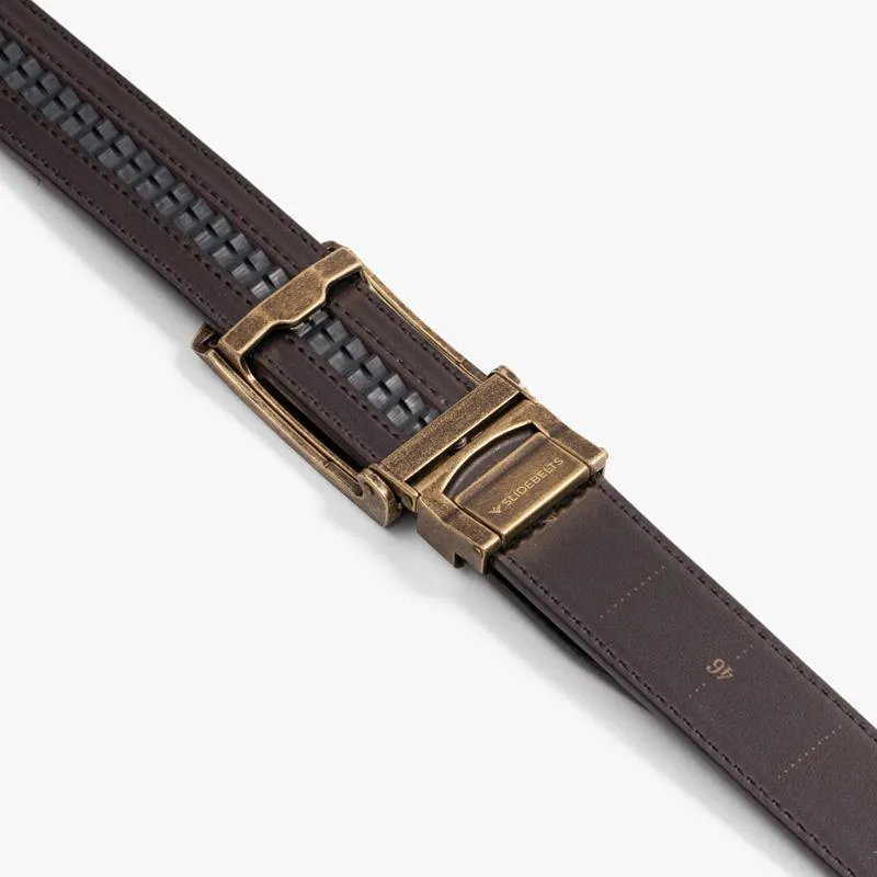 Brown Denim-Embossed Belt