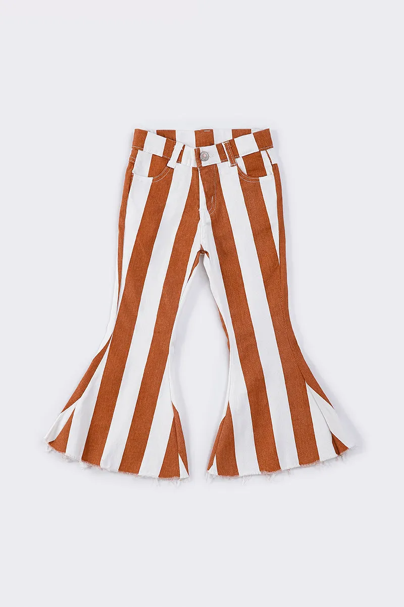 Brown stripe bell denim jeans