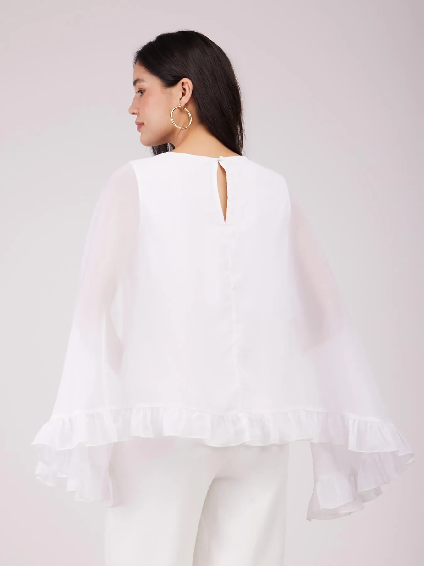 Cape Sleeves Top - White