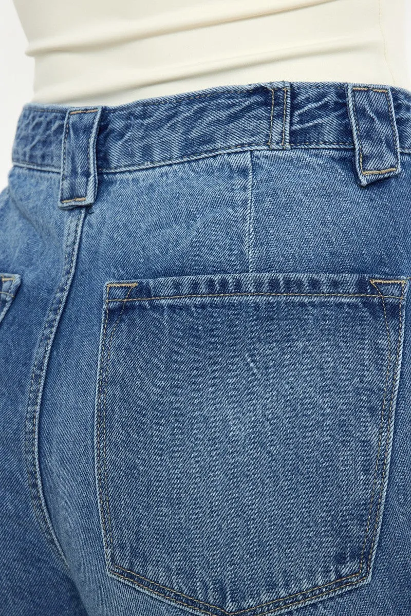 Center Stage Wide Flare Frayed Denim