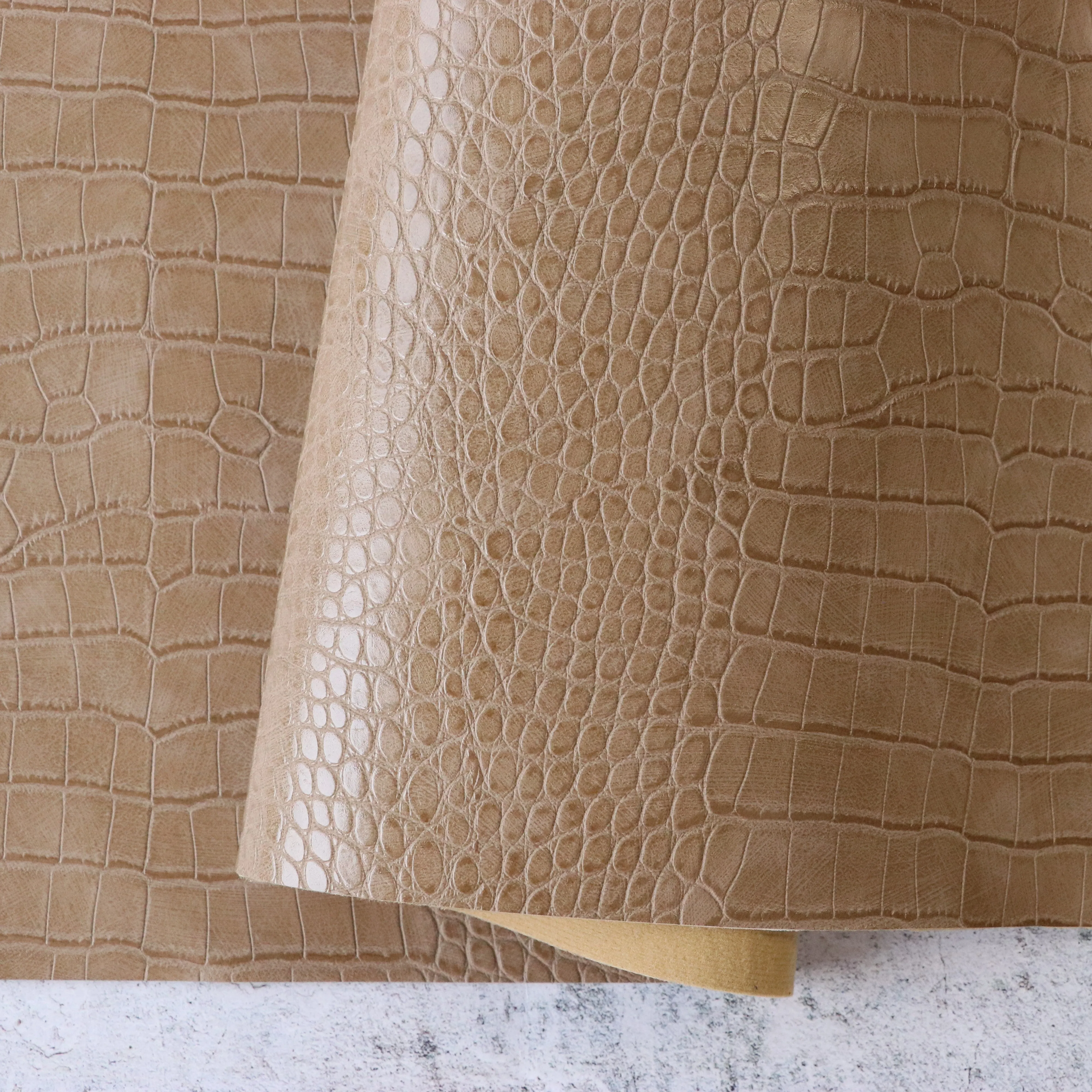 Clay Beige Alligator Faux Leather