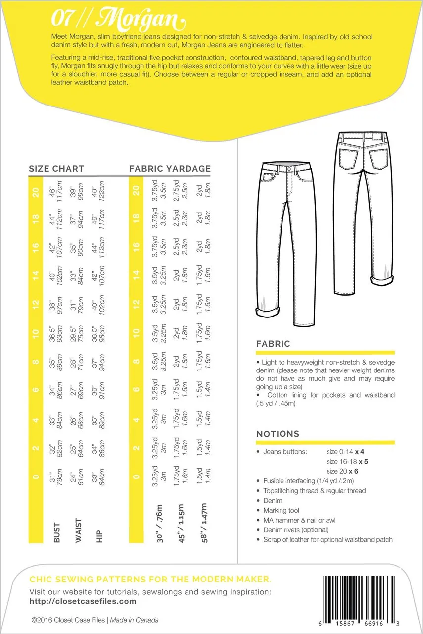 Closet Core - Morgan Boyfriend Jeans Sewing Pattern