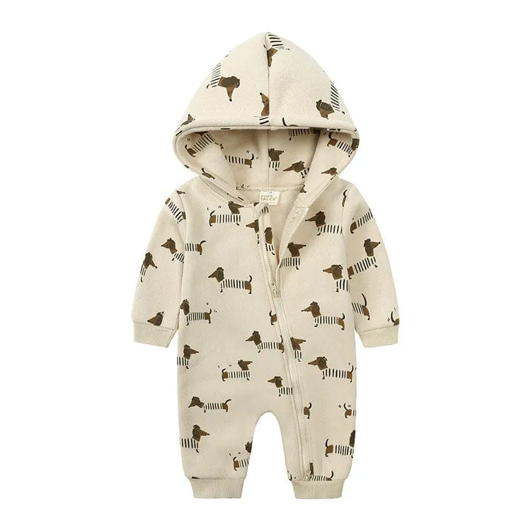 Comfy Fun-Print Hooded Romper