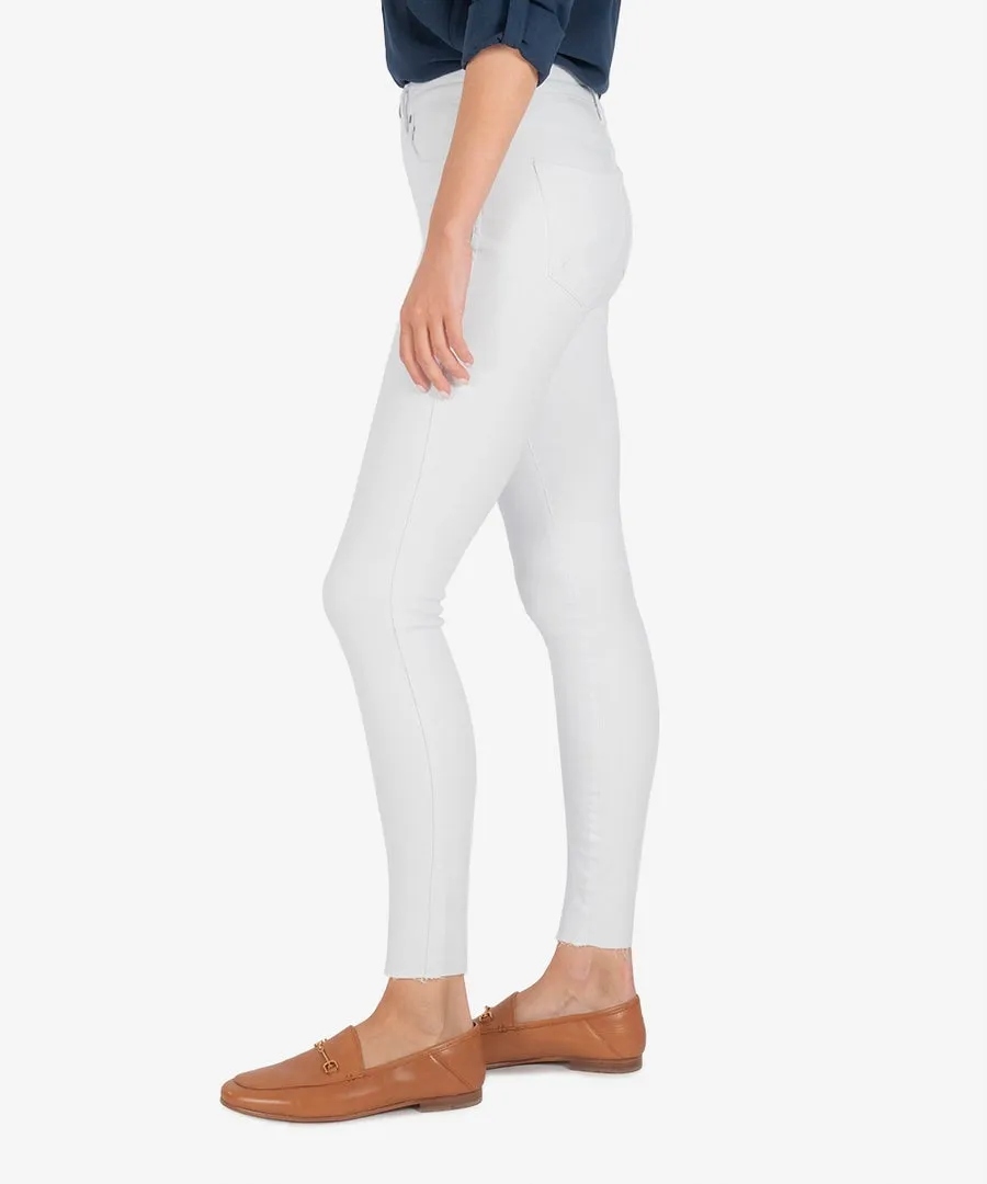 Connie High Rise Ankle Skinny w/Raw Hem - Optic White