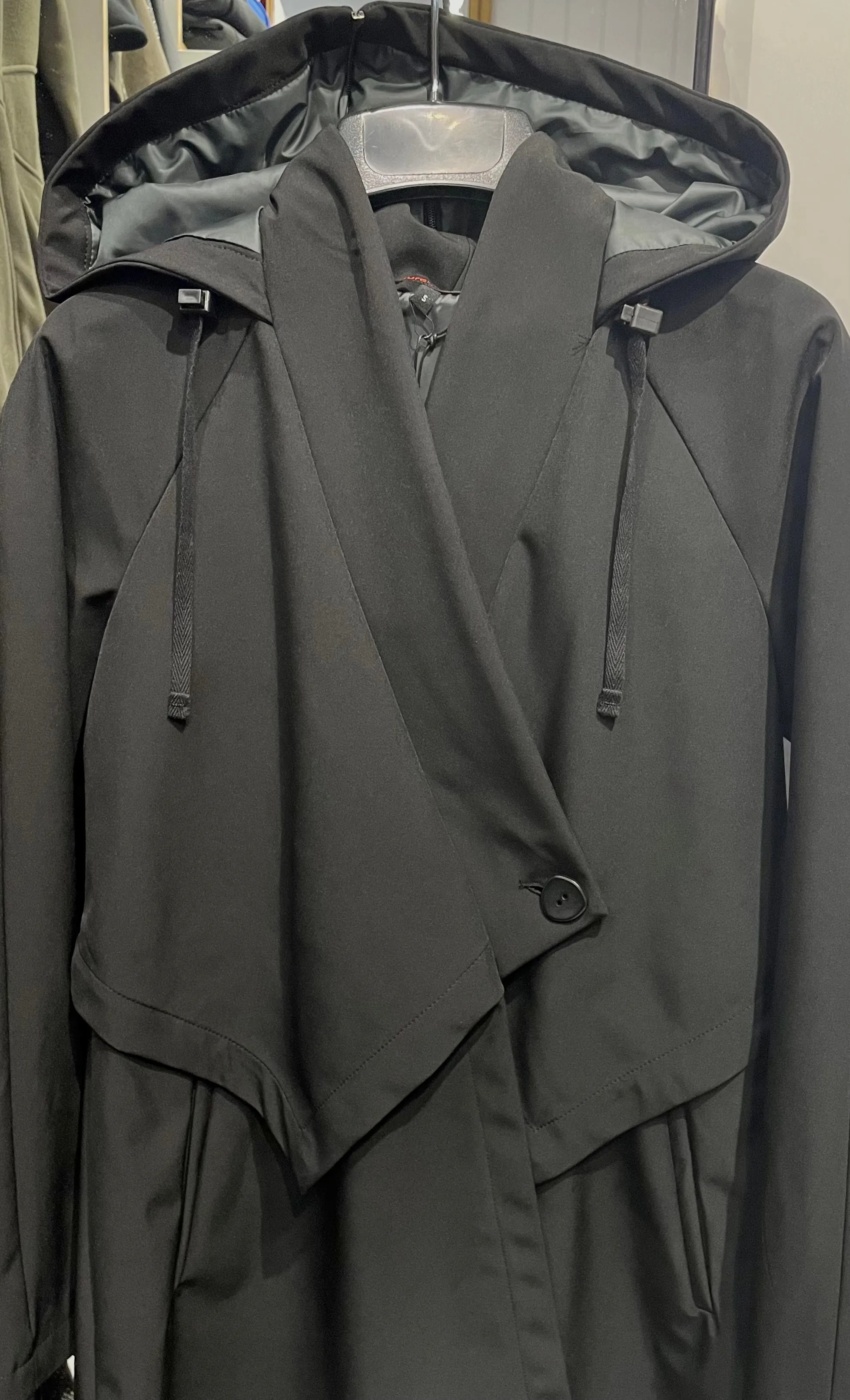 Convertible Hood Asymmetrical Rain Jacket w/ lining