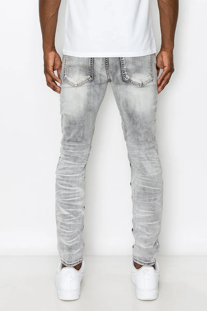 Creased Biker Denim Jeans