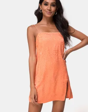 Datista Slip Dress in Satin Cheetah Coral