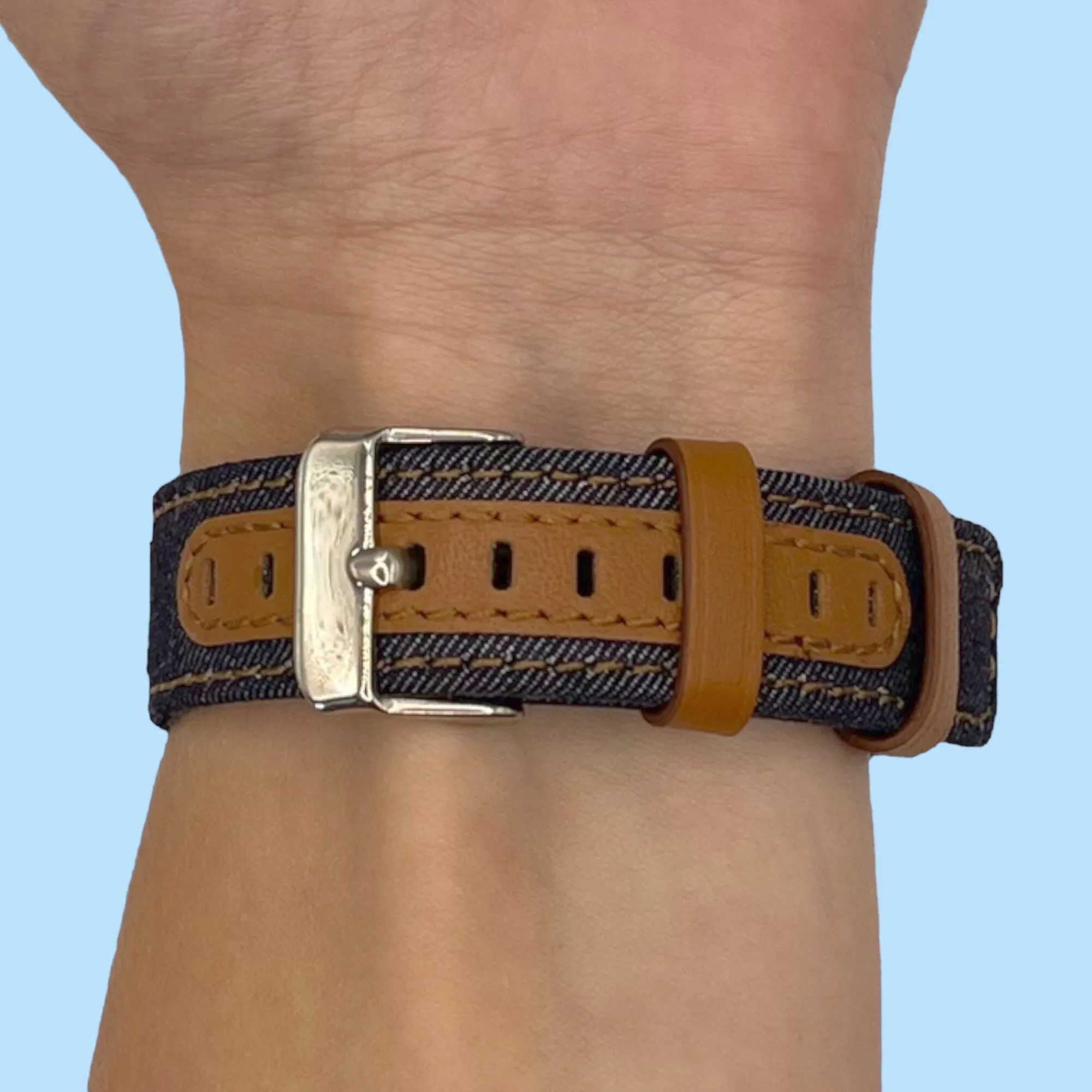 Denim & Leather Watch Straps Compatible with the Fossil Hybrid Range