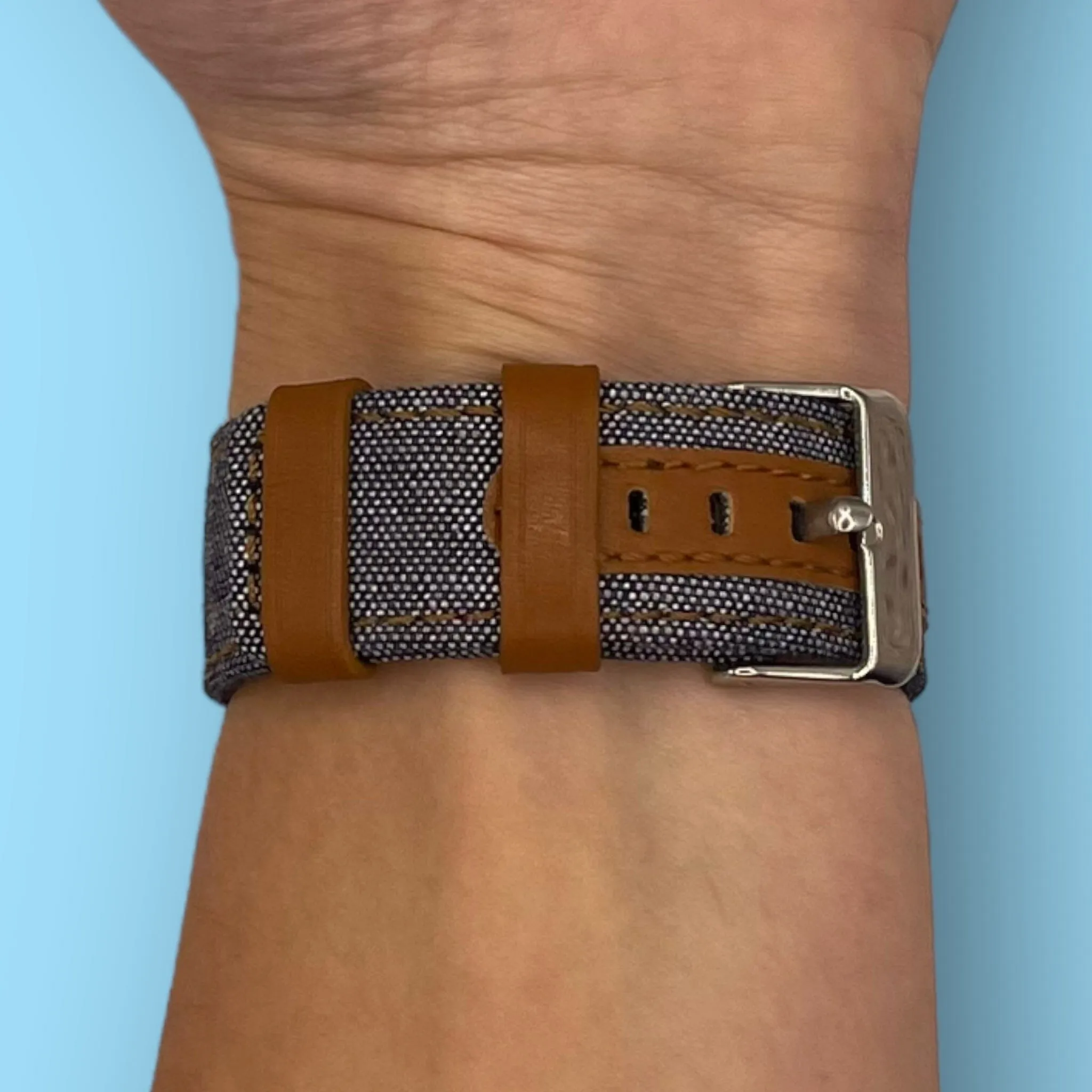 Denim & Leather Watch Straps Compatible with the Fossil Hybrid Range