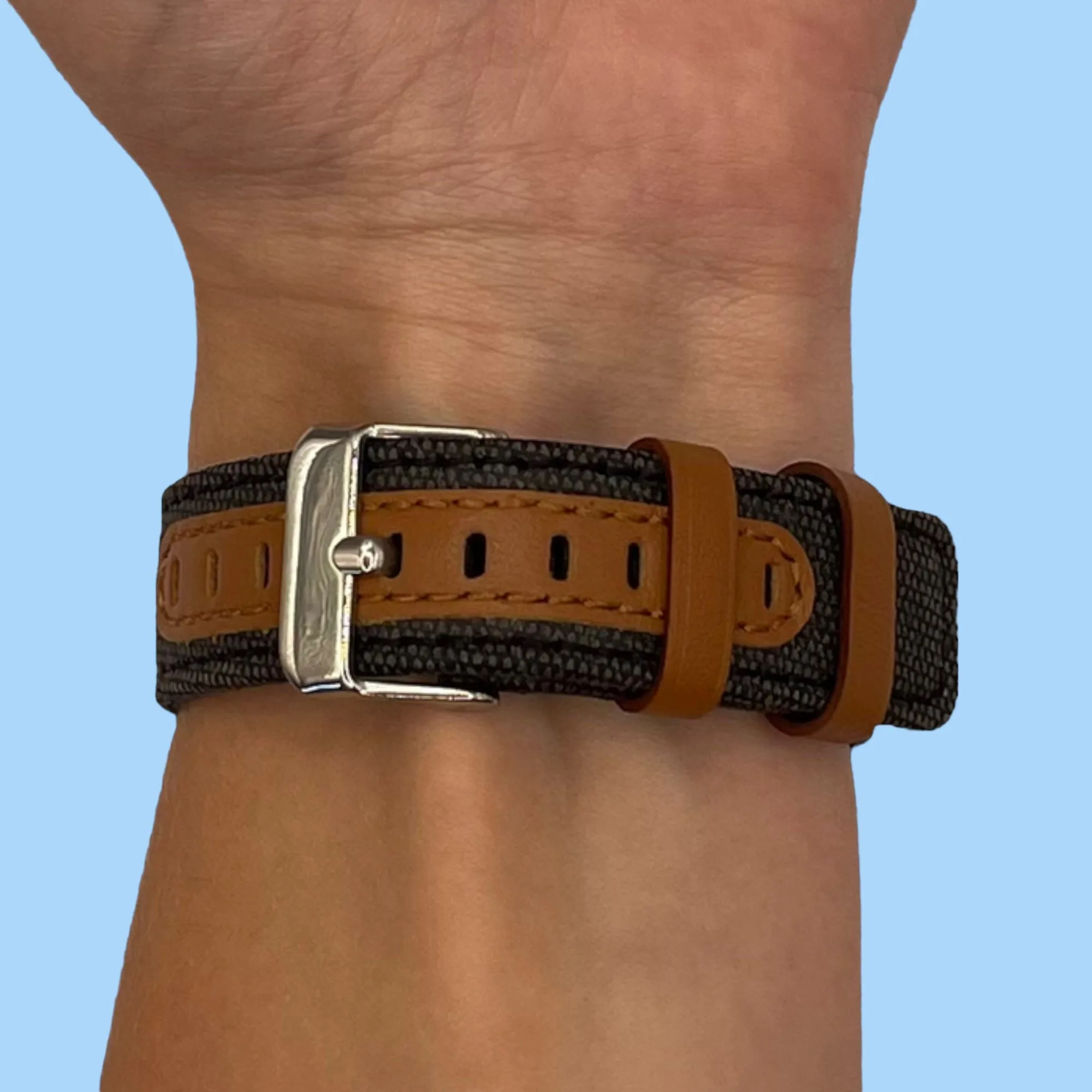 Denim & Leather Watch Straps Compatible with the Fossil Hybrid Range