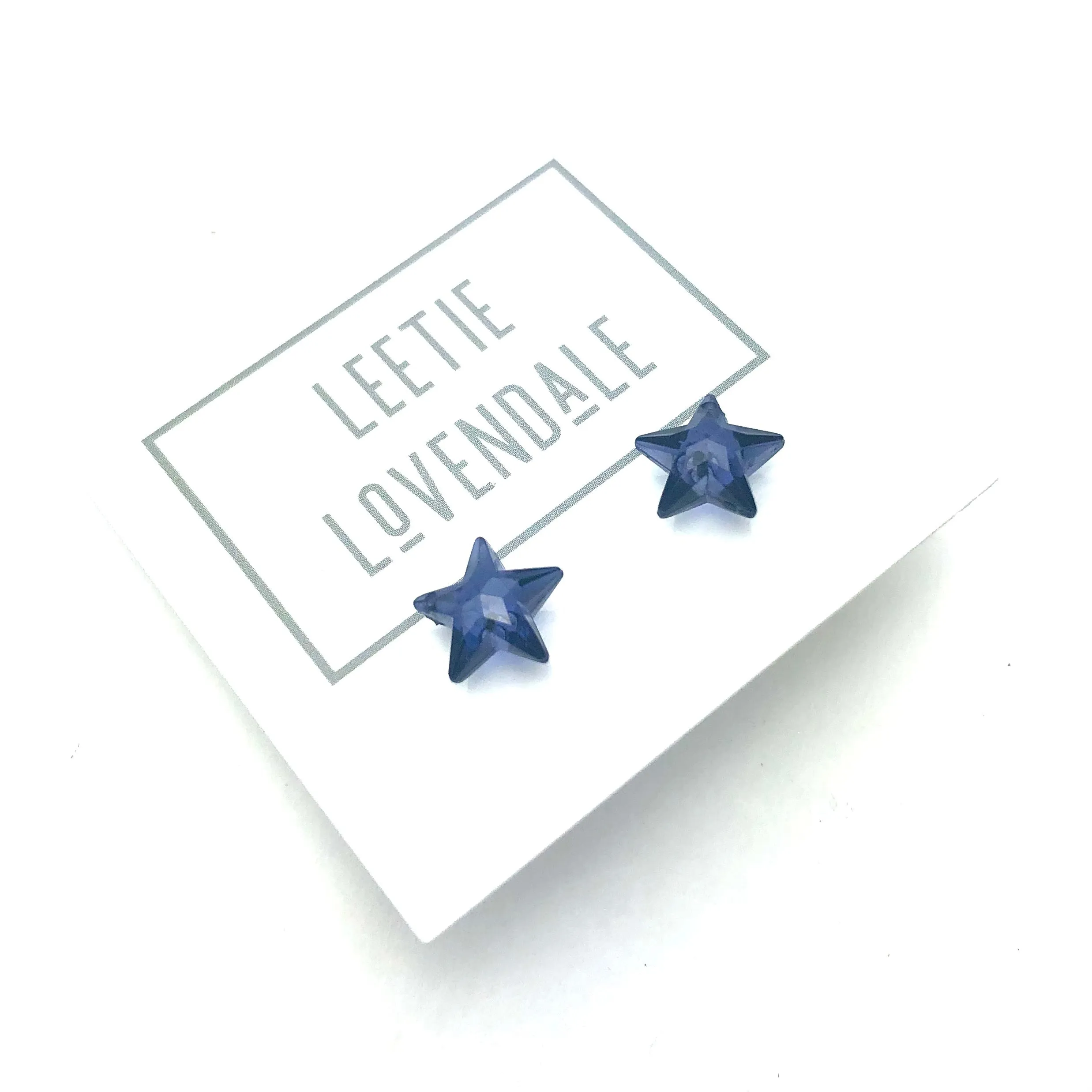 Denim Blue Faceted Petite Star Stud Earrings